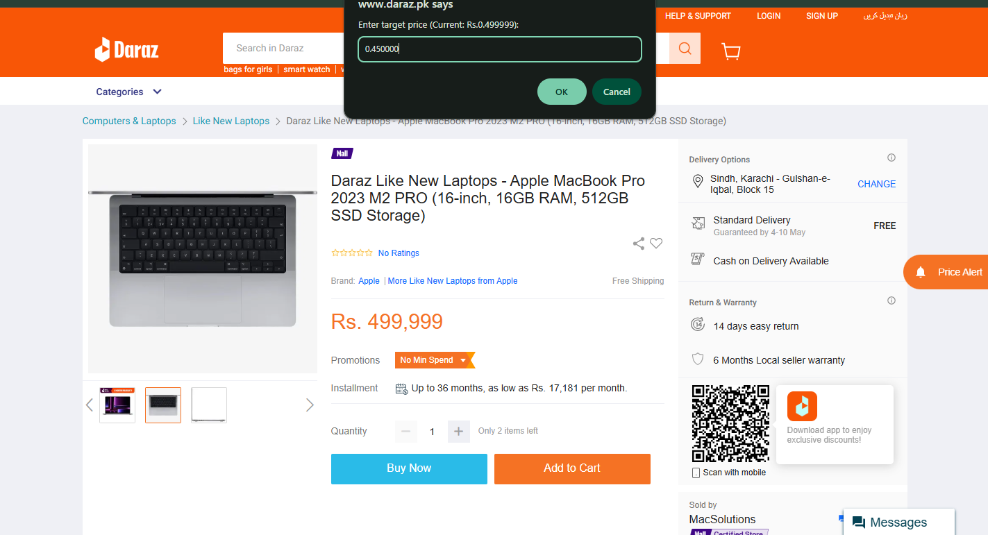 Price Alert Screenshot 1